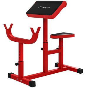 Panca Preacher Curl Regolabile 265 LBS per Allenamento Seduto, Stazione Isolata per Bicipiti con Bilanciere e Manubri, Rossa, per Allenamento della Forza - Product Image 1