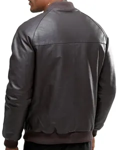 Jaqueta de couro bomber estilo para homens, novas jaquetas de couro bomber para motociclista, primavera, couro genuíno