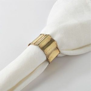 Gold Metal Napkin Ring Holder for Wedding Table Decor, Luxury Handmade Brass Finish Napkin Buckle, Modern Minimalist Design - Product Image 1