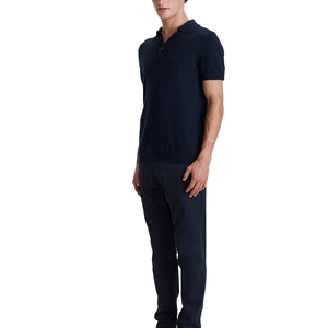 Polo en coton tricoté bleu marine à manches courtes pour homme, coupe classique, couleur unie, col boutonné, décontracté - Product Image 4