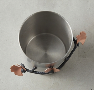 Porte-ustensiles cylindrique en métal doré rose artisanal indien pour la cuisine - Product Image 4