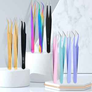 Ensemble de pinces de précision antistatiques ESD en acier inoxydable, pointe fine courbée, pour extensions de cils, application de strass - Product Image 3