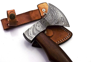 Hache artisanale en acier Damas avec manche en bois, hache de survie pour l'extérieur, outil de découpe pour le camping, fabricant OEM ODM - Product Image 5