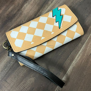 Western Lightning Bolt Checkered Leather <b>Wristlet</b> Wallet for Women Boutique Cowgirl Clutch Purse Phone Holder Card Organize Gift - Product Image 4
