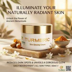 La crema iluminadora de piel con cúrcuma ayuda a dejar las manos suaves, tersas y refrescantes después de cada uso. Crema iluminadora de piel con cúrcuma. - Product Image 1