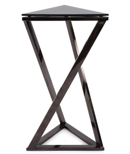 Modern <b>Black</b> Marble Look <b>Console</b> <b>Table</b> Metal Side <b>Table</b> Triangle Coffee <b>Table</b> Decorative Accent Furniture - Product Image 1