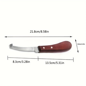 Cuchillos de doble filo para recortar pezuñas, cuchillo para pezuñas de caballo de acero inoxidable con mango de madera, herramienta para recortar pezuñas de ganado y ovejas - Product Image 5