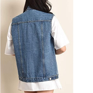 Denim Gilet Femmes Grande Taille Bleu Denim En Gros Gilet D'été Top Gilets Outwear Gilet Sans Manches Lâche Grande Poche - Product Image 5