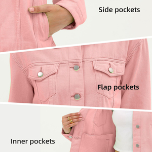 Denim Jacket Women's Eco-friendly Quick Dry & Breathable Cotton Blend WomenCasual Wear Denim Jacket Outing To Wear Custom Color - Product Image 3