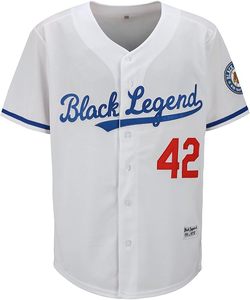 Maillot de baseball rétro pour homme, noir, Legend 42, avec patchs brodés, style hipster, hip hop - Product Image 3