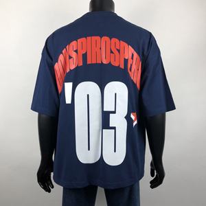 Camiseta de Manga Corta Azul Marino Extra Grande para Hombre Conspirospere, Estilo Urbano, Cuello Redondo, Tejido de Punto Jersey, Algodón, Logotipo Estampado en la Espalda - Product Image 1