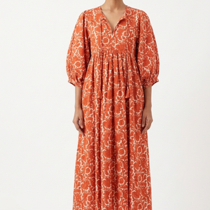 Beautiful floral Cotton <b>Block</b> <b>Printed</b> dress Dress For Casual wear Hand <b>Block</b> <b>Printed</b> Dress - Product Image 1