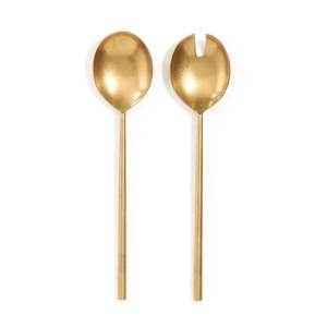 Juego de servidores de ensalada de metal de calidad alimentaria, pulidos a mano, para mezclar y servir ensaladas de forma segura y saludable. - Product Image 3