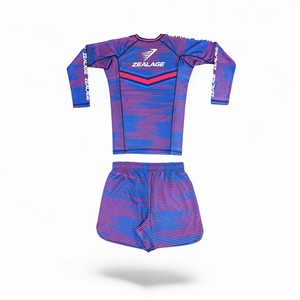 ชุดโนกิแบบกำหนดเอง เสื้อรัดกล้ามเนื้อ BJJ สำหรับ MMA โนกิ ยิวยิตสู กางเกงกราปลิงพิมพ์ลายแบบซับลิเมชั่น ผลิตในปากีสถาน - Product Image 2