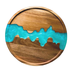 Juego de Bandejas de Madera y Resina Hechas a Mano para Aperitivos, Plato Redondo Único de Resina Epoxi, Bandeja Decorativa para Eventos Sociales Sofisticados - Product Image 6