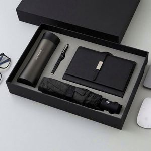 4 in 1 Business Vip Branded Luxury Corporate Promotion Leather <b>Journal</b> Gift Set Logo Vacuum Cup Notebook With Umbrella - Product Image 3