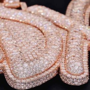 Pendentif personnalisé en moissanite de luxe avec initiale, style hip-hop, plaqué or rose, collier statement, cadeau pour homme et femme - Product Image 4