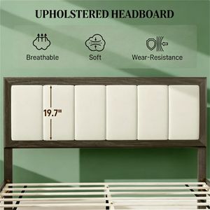Full <b>Bed</b> <b>Frame</b> with Upholstered Headboard <b>Platform</b> <b>Bed</b> <b>Frame</b> - Product Image 2