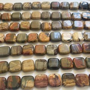 Venta al por Mayor de Impresionantes Cuentas Sueltas de Jaspe Rojo Cherry Creek Natural de 8-14 mm, Forma Cuadrada, para Joyería - Product Image 4