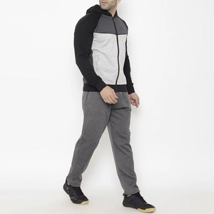 Ensemble de survêtement décontracté deux pièces pour homme, à capuche, 100 % laine, taille élastique, pour l'entraînement sportif, vente en gros - Product Image 3