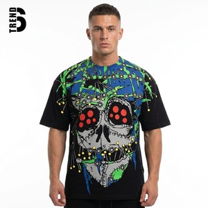 2026 Trendy Men's Regular Fit T-<b>shirt</b> Heavyweight Cotton Fleece Plaid Pattern Abstract Colorful Streetwear Tee <b>Y2k</b> Hip Hop Front - Product Image 1