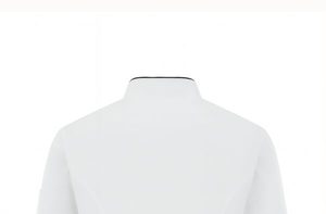 White <b>Double</b> <b>Breasted</b> Chef <b>Coat</b> Black Piping - Product Image 3