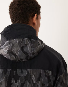 Men's Camouflage Hooded Windproof <b>Jacket</b> Zipper Closure Casual Autumn Polyester Material Regular Fit - Product Image 5