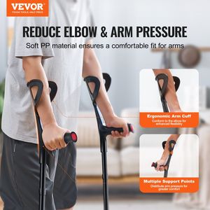 Muletas Médicas de Aluminio Ligeras con Altura Ajustable en 10 Niveles para Adultos, Andador Plegable para Antebrazo y Rollator - Product Image 2