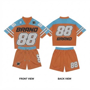 Mens <b>Mesh</b> Jersey <b>Short</b> Set 150 GSM Breathable Polyester <b>Mesh</b> Orange Blue Panel Custom Sublimation Printed Teamwear Uniform Pro - Product Image 1
