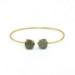 Rough Labradorite Prong <b>Set</b> Gold <b>Bangle</b> | Cuff Bracelet IGI Certification | Unisex Indian Gemstone Jewelry HARI OM CREATIONS - Product Image 1