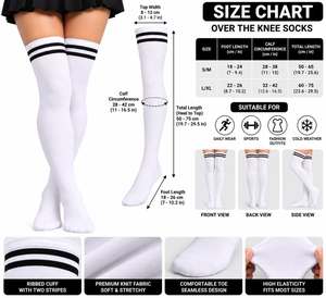 Knee High Compression <b>Socks</b> With <b>Black</b> Stripes Elastic Thigh High Stockings - Product Image 3