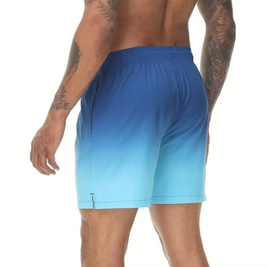 <b>Men's</b> 100% Cotton Gradient Green Swim <b>Trunks</b> Quick-Dry Beach Shorts Mesh Lining Breathable Front Casual Board Shorts Summer - Product Image 4