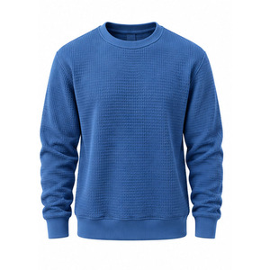 <b>Men</b> Waffle Knit Sweatshirt <b>Long</b> <b>Sleeve</b> Crew Neck Pullover Casual Thermal Textured <b>Top</b> Embroidered Eco-Friendly Custom OEM - Product Image 1