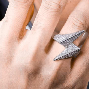 Luxury 18K <b>Gold</b> Filled Moissanite <b>Cocktail</b> <b>Ring</b> Pyramid Shape Pave Setting Unisex Party Jewelry - Product Image 2