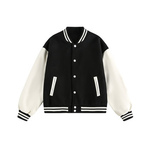 Most Popular Men's Varsity <b>Jacket</b> 100% Cotton Stand Collar Breathable Sporty Casual - Product Image 6