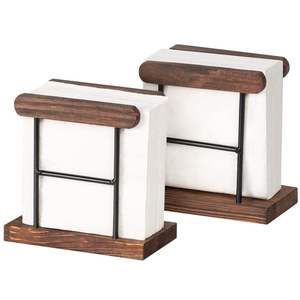 Support de mouchoirs de table en bois personnalisé, de luxe, écologique, pour restaurant, organisateur de cuisine en métal marron sur pied, couleur personnalisable - Product Image 1