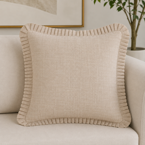Square Embroidered Leaf Pattern Cushion <b>Cover</b> Nordic Style Home Decor 100% Cotton <b>White</b> Green Plant Design - Product Image 4