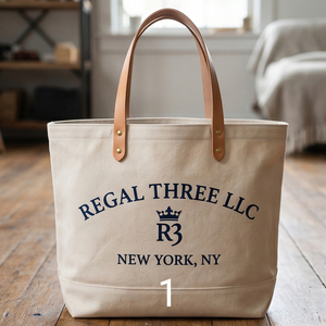Bolso de lona profesional para oficina Regal Three Llc con ribete de cuero y bolsillo frontal para uso diario, bolsos de lona lisos. - Product Image 1