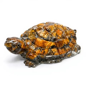 Figurine de tortue sculptée en œil de tigre de luxe, thème animal, décoration d'intérieur, ornement en cristal, pièce de collection - Product Image 2