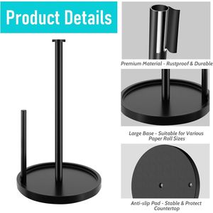 Portarotolo da Cucina Autoportante in Acciaio Inossidabile da Appoggio con Base Pesante Antiscivolo - Product Image 3