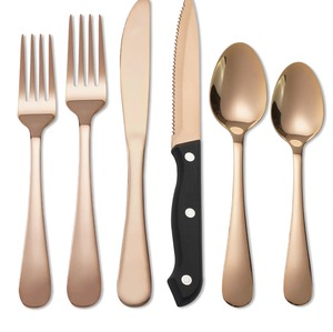 Ensemble de couverts modernes en acier inoxydable plaqué or, finition miroir, fourchette, couteau, cuillère, style occidental, kit 4 pièces, occasion mariage - Product Image 1