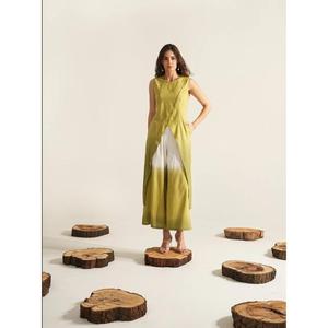 Kaftan vert sans manches pour femme, longueur ras du sol, taille naturelle, lavable, avec pantalon palazzo – Tenue ethnique tendance - Product Image 1