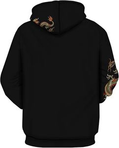 Nueva Sudadera con Capucha Negra Personalizada para Hombre, Estilo Urbano, Estampado de Dragón, Felpa de Algodón, Ropa de Otoño, OEM 2026 - Product Image 2