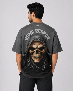 T-shirt Homme Grim Reaper Oversize à Manches Courtes, Imprimé par Sublimation Motif Crâne, Séchage Rapide, Col Rond, Style Urbain, Coupe Jersey - Product Image 3
