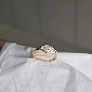 Bague de fiançailles et de mariage en diamant de laboratoire taille marquise 1 carat en or jaune 14 carats, bijou cadeau pour fête - Product Image 4