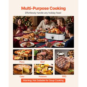 "22QT <b>Electric</b> Roasting <b>Pan</b> with 150-450F Adjustable Temperature & Self-Basting Lid-Multifunctional <b>Electric</b> Roaster Oven" - Product Image 3
