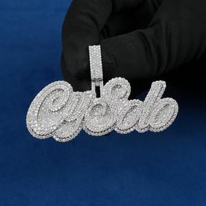 Collar de Lujo con Nombre Personalizado, Incrustaciones de Moissanita VVS, Plata de Ley 925, Estilo Hip Hop, Letras en Script, Joyería Brillante, Regalo - Product Image 5