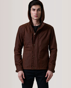 Premium Quality Men's Brown Hooded Canvas Jacket Casual Turn-<b>down</b> Collar Button Closure Waterproof Autumn Wear 2026 Sale - Product Image 2