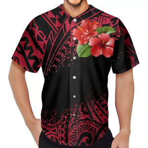 Chemise Hawaïenne Tricotée à Manches Courtes pour Homme, Col en V, Boutonnée, Imprimé Floral Hibiscus Tropical, Respirante, Idéale pour l'Été - Product Image 3