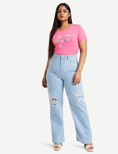 Jeans Anchos de Pierna Ancha para Mujer, Cintura Alta, Largos - Product Image 2